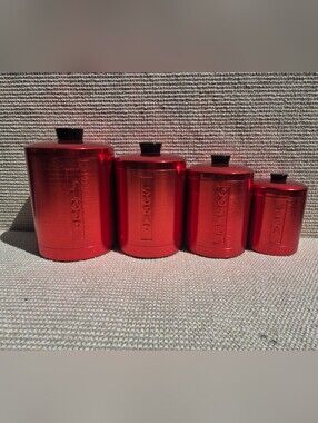 Four vintage stainless steel masters inc made in italy canisters
